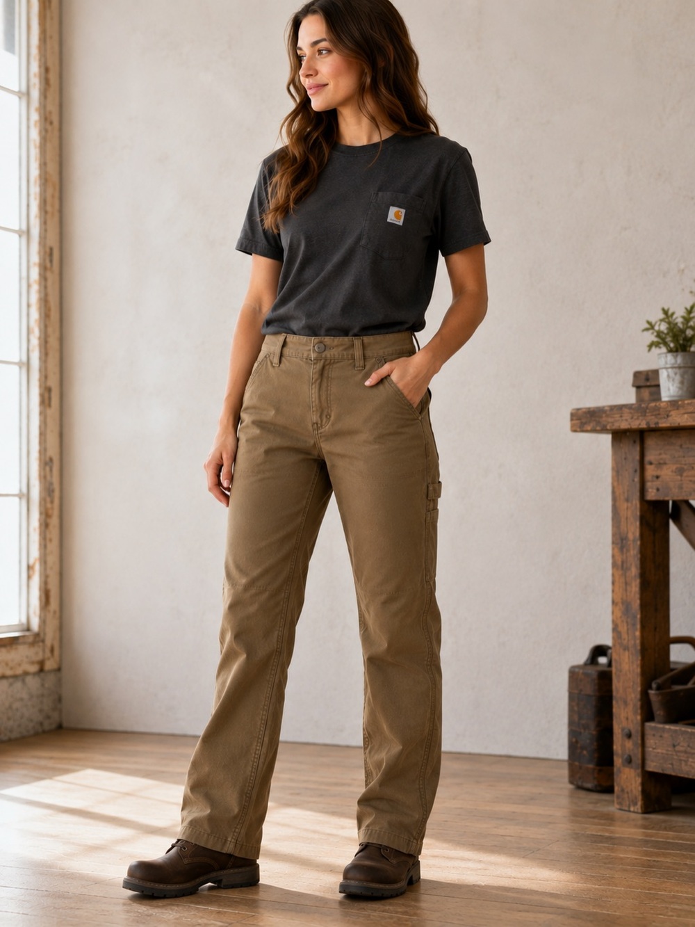 Carhartt Rugged Flex Women’s Canvas Work Pants Brown Size 4 Regular NWT